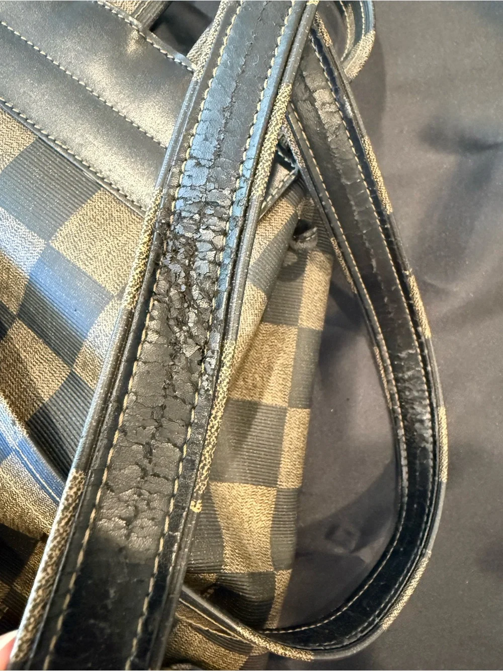 Vintage Fendi Checkered Canvas Drawstring Backpack